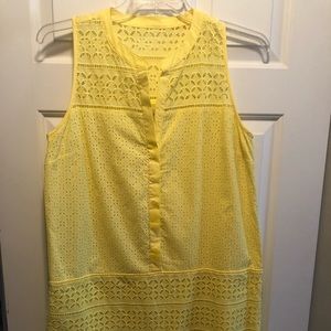 yellow eyelet sleeveless shift dress from Loft